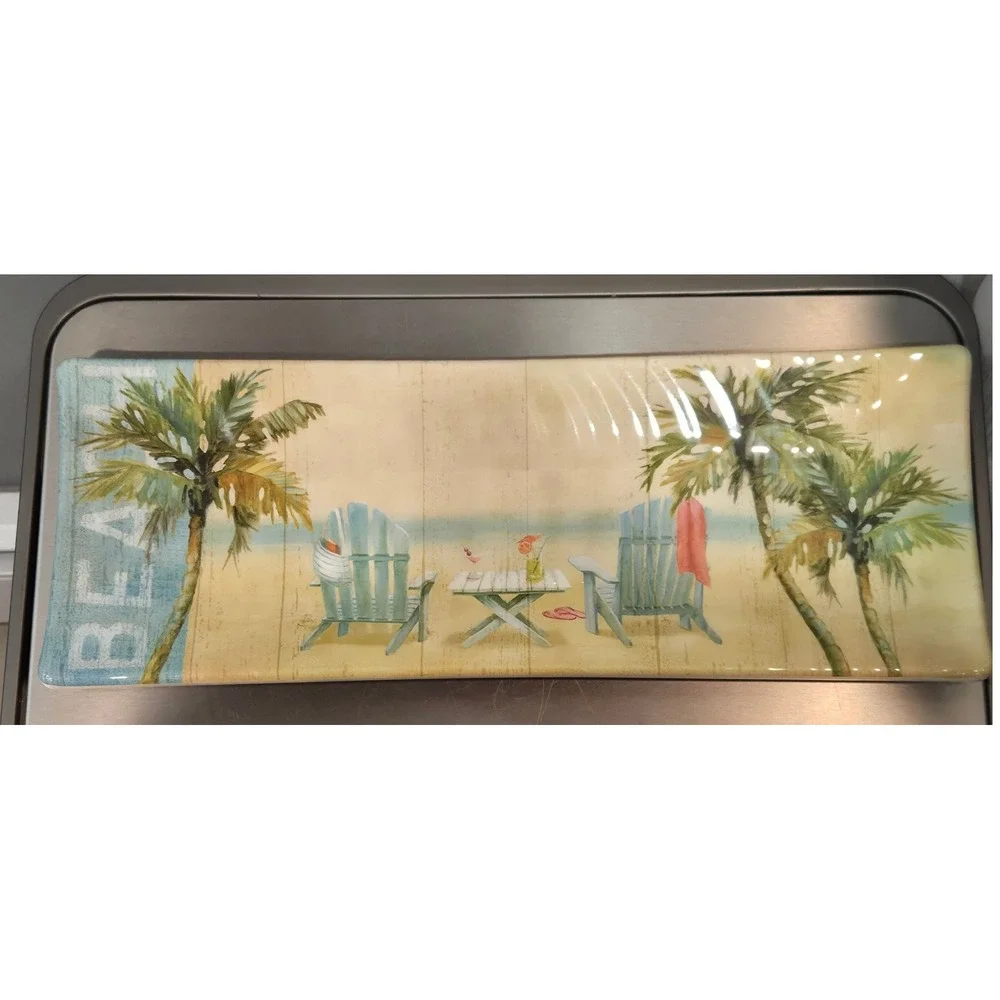 Charles Keller Melamine Beach Serving Platter Tropical Coastal Tray 15.5